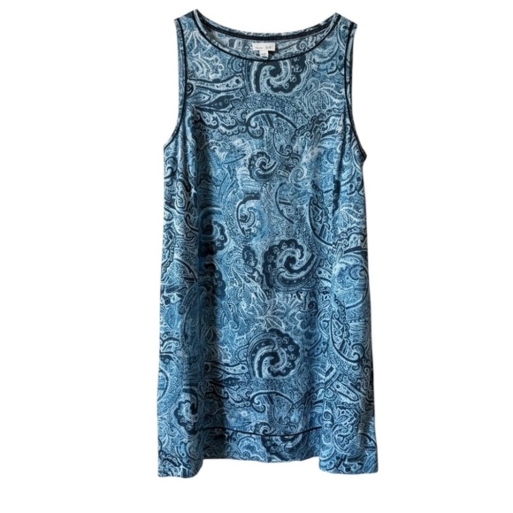 J.Jill Love Linen Paisley Tank Dress Blue Sleeveless Shift M‎ NWT